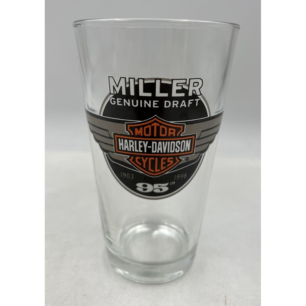 Miller Genuine Draft Harley-Davidson 95th Anniversary Pint Glass 1903-1998 Beer